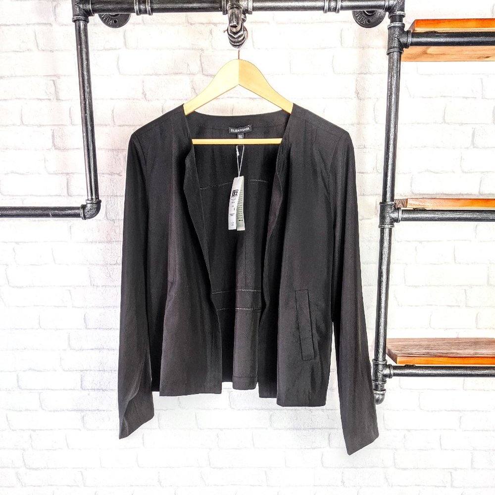 Eileen Fisher Sandwashed Tencel Round Neck Jacket